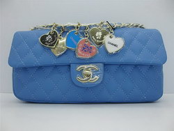 AAA Chanel Classic Quilted Shoulder Bags Lambskin 46513 Sky-Blue Fake